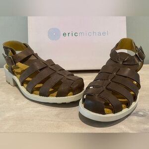 Eric Michael Mykonos Sandal in Stone with Cream Lug Sole. Size 39EU. New…